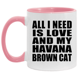 All I Need Is Love And My Havana Brown Cat - 11oz Accent Mug Pink
