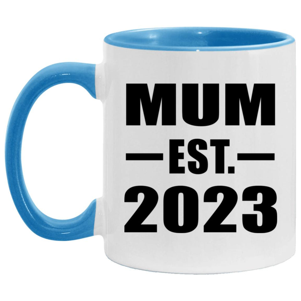 Mum Established EST. 2023 - 11oz Accent Mug Blue