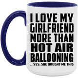 I Love My Girlfriend More Than Hot Air Ballooning - 15oz Accent Mug Purple