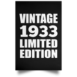 91st Birthday Vintage 1933 Limited Edition - Poster Portrait