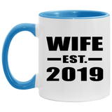 Wife Established EST. 2019 - 11oz Accent Mug Blue