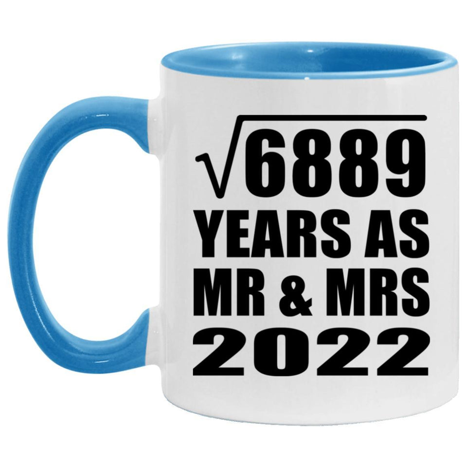 83rd Anniversary Square Root of 6889 Years As Mr & Mrs 2022 - 11oz Accent Mug Blue