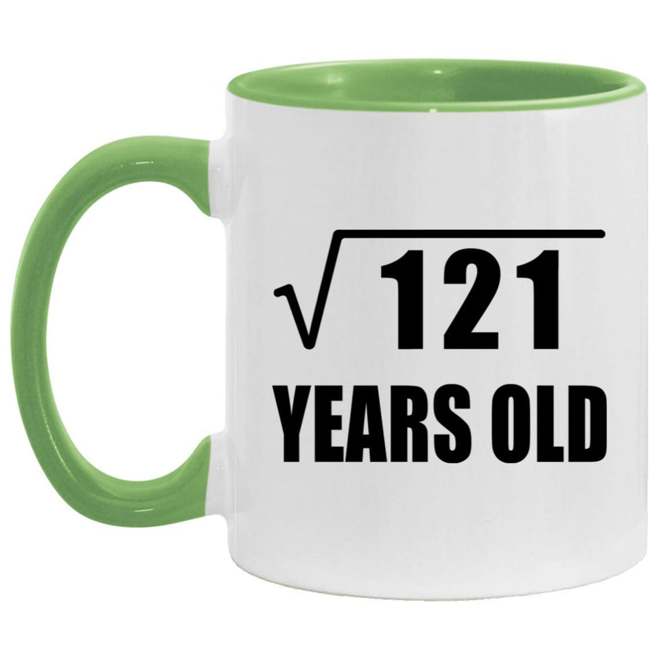 11th Birthday Square Root of 121 Years Old - 11oz Accent Mug Green