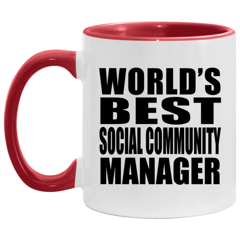 World's Best Social Community Manager - 11oz Accent Mug Red