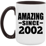 22nd Birthday Amazing Since 2002 - 15oz Accent Mug Black