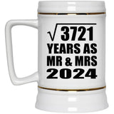 61st Anniversary Square Root of 3721 Years As Mr & Mrs 2024 - Beer Stein