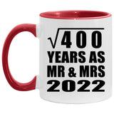 20th Anniversary Square Root of 400 Years As Mr & Mrs 2022 - 11oz Accent Mug Red