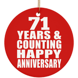 Happy 71st Anniversary 71 Years & Counting - Circle Ornament