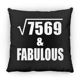 87th Birthday Square Root of 7569 & Fabulous - Throw Pillow Black