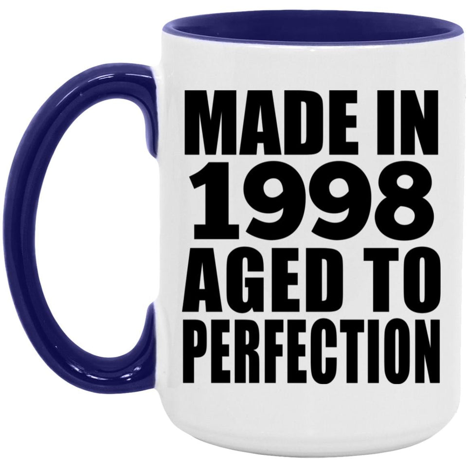 26th Birthday Made In 1998 Aged to Perfection - 15oz Accent Mug Purple