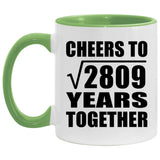 53rd Anniversary Cheers To Square Root of 2809 Years Together - 11oz Accent Mug Green