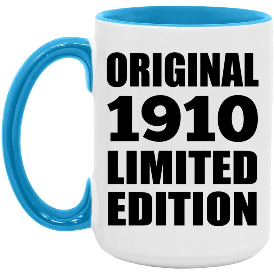 114th Birthday Original 1910 Limited Edition - 15oz Accent Mug Blue
