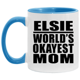 Elsie World's Okayest Mom - 11oz Accent Mug Blue