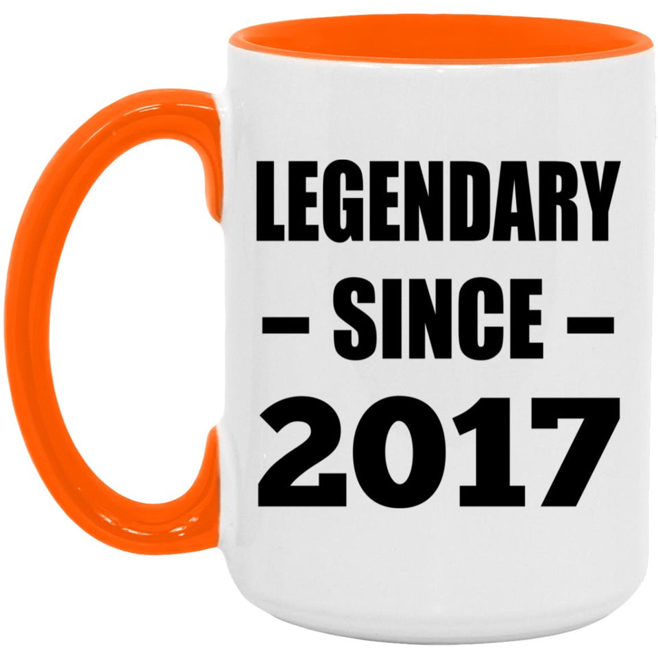 7th Birthday Legendary Since 2017 - 15oz Accent Mug Orange