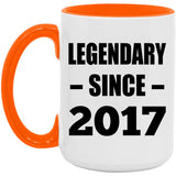 7th Birthday Legendary Since 2017 - 15oz Accent Mug Orange