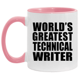 World's Greatest Technical Writer - 11oz Accent Mug Pink