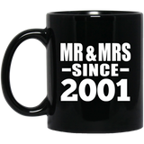 23rd Anniversary Mr & Mrs Since 2001 - 11 Oz Coffee Mug Black