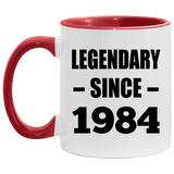 40th Birthday Legendary Since 1984 - 11oz Accent Mug Red