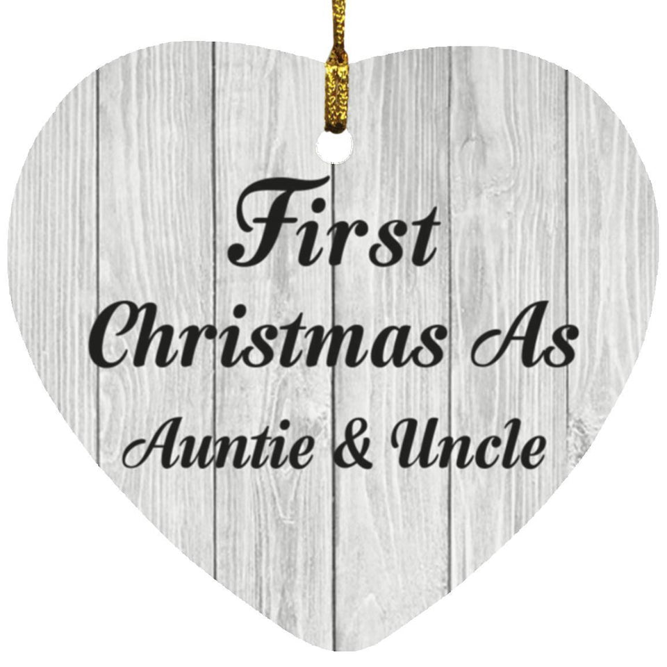 First Christmas As Auntie & Uncle - Heart Ornament F