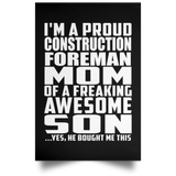 Proud Construction Foreman Mom Of Awesome Son - Poster Portrait