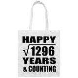 Happy 36th Anniversary Square Root of 1296 Years & Counting - Tote Bag White