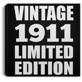 113th Birthday Vintage 1911 Limited Edition - Canvas Square