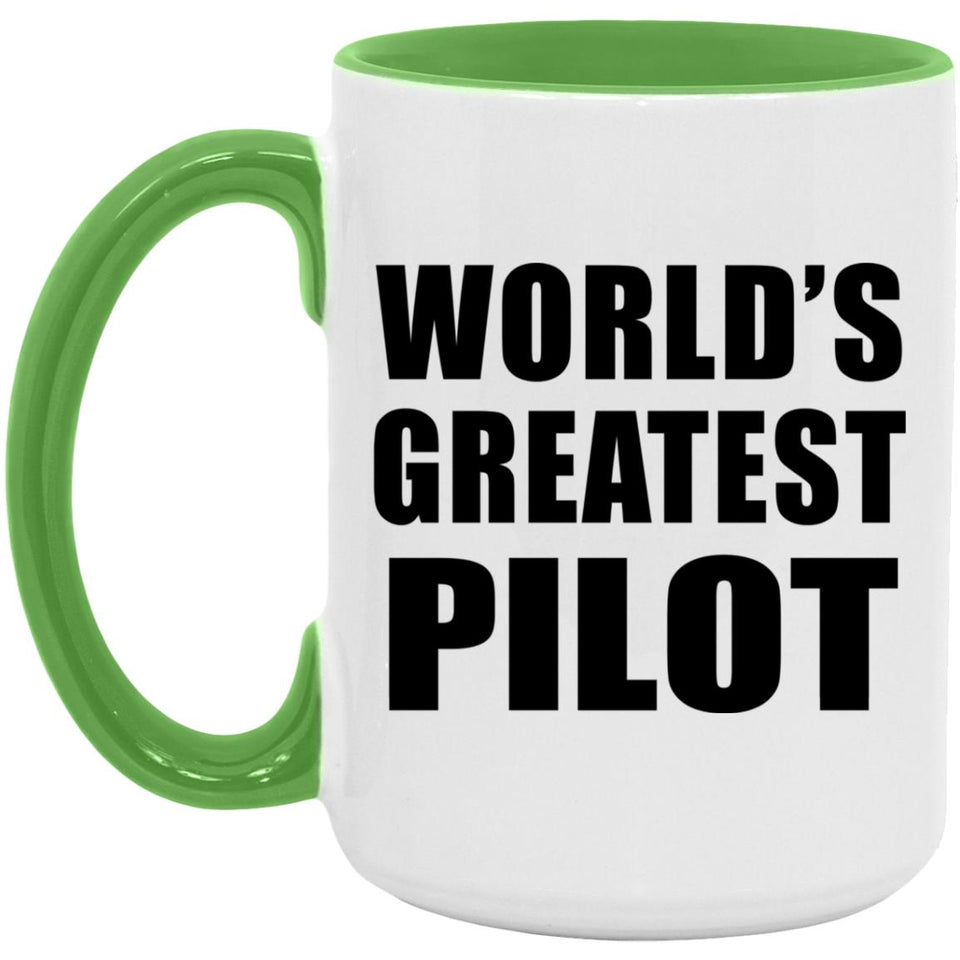 World's Greatest Pilot - 15oz Accent Mug Green