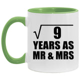 3rd Anniversary Square Root of 9 Years As Mr & Mrs - 11oz Accent Mug Green
