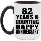 Happy 82nd Anniversary 82 Years & Counting - 15oz Accent Mug Black
