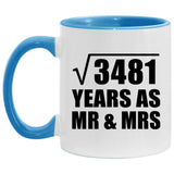59th Anniversary Square Root of 3481 Years As Mr & Mrs - 11oz Accent Mug Blue