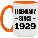 95th Birthday Legendary Since 1929 - 15oz Accent Mug Orange