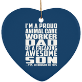 Proud Animal Care Worker Dad Of Awesome Son - Heart Ornament