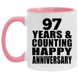 Happy 97th Anniversary 97 Years & Counting - 11oz Accent Mug Pink