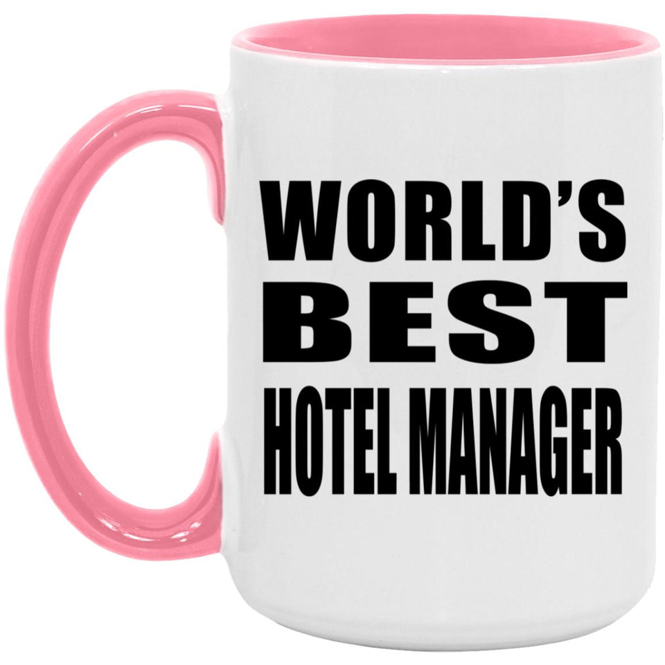 World's Best Hotel Manager - 15oz Accent Mug Pink