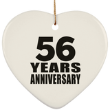 56th Anniversary 56 Years - Heart Ornament
