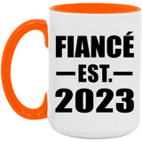 Fiance Established EST. 2023 - 15oz Accent Mug Orange