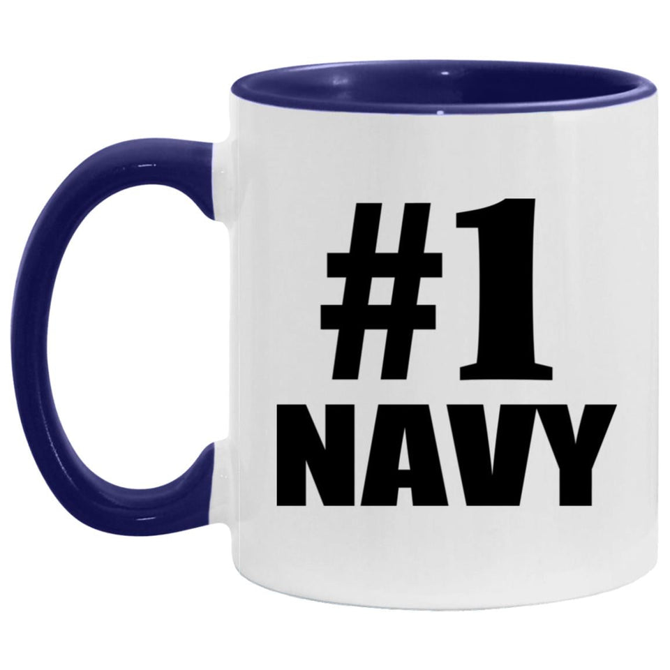 Number One #1 Navy - 11oz Accent Mug Purple