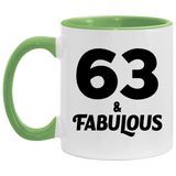 63rd Birthday 63 & Fabulous - 11oz Accent Mug Green