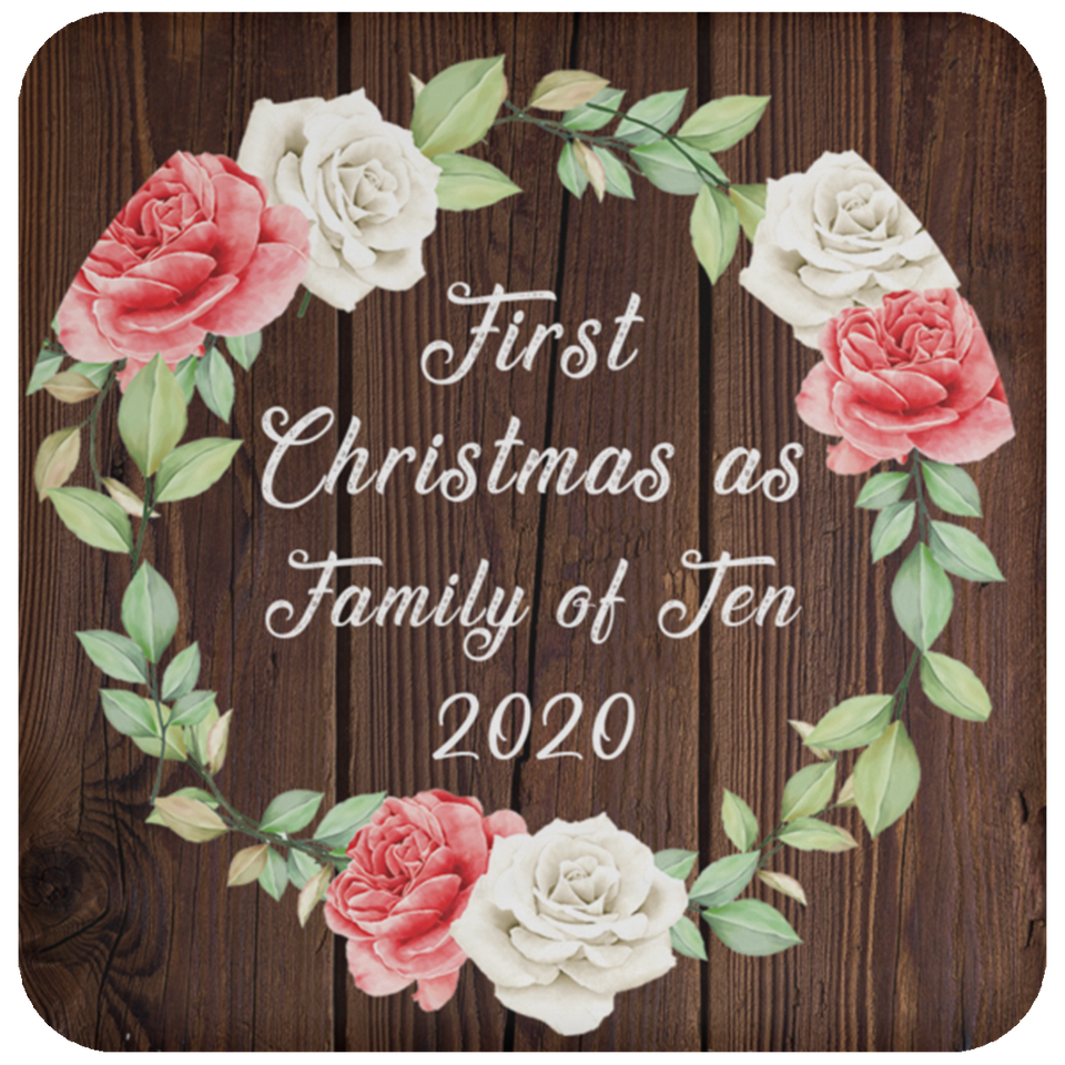 First Christmas As Family Of Ten 2020 - Drink Coaster A