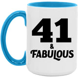 41st Birthday 41 & Fabulous - 15oz Accent Mug Blue
