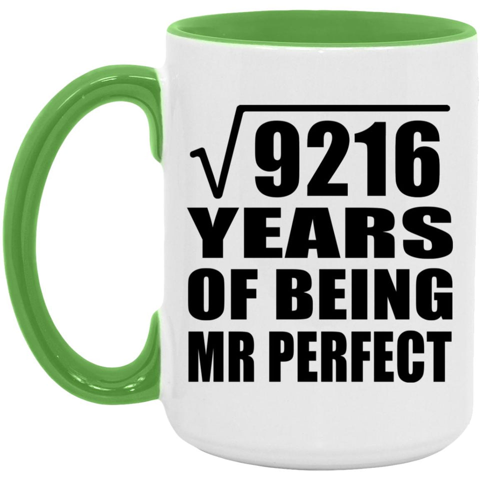 96th Anniversary Square Root of 9216 Years of Mr Perfect - 15oz Accent Mug Green