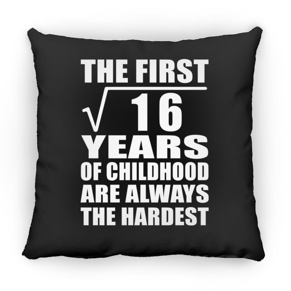 4th Birthday Square Root of 16 Years of Childhood - Throw Pillow Black