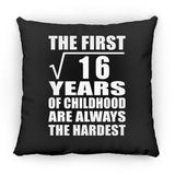 4th Birthday Square Root of 16 Years of Childhood - Throw Pillow Black