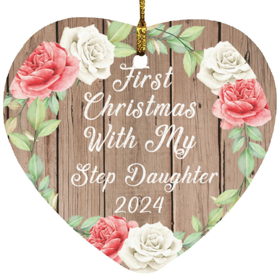 First Christmas With My Step Daughter 2024 - Heart Ornament B