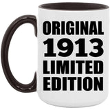 111th Birthday Original 1913 Limited Edition - 15oz Accent Mug Black