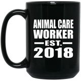 Animal Care Worker Established EST. 2018 - 15 Oz Coffee Mug Black
