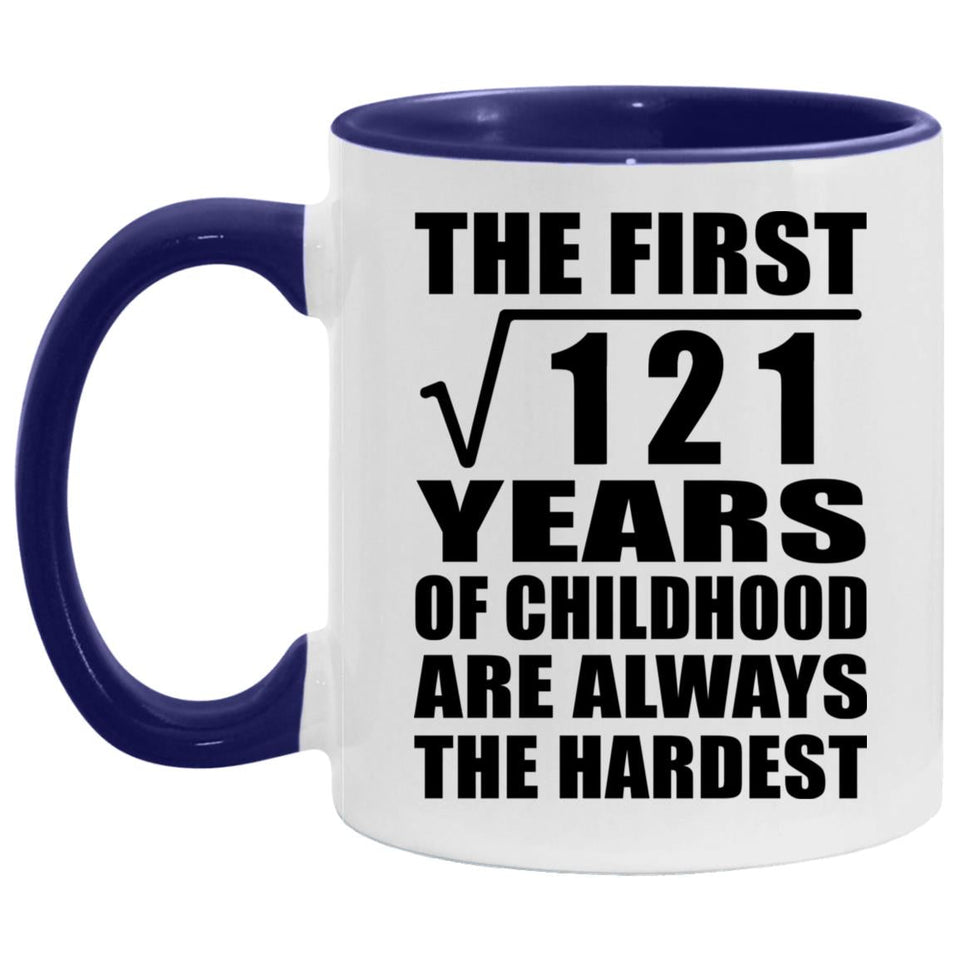 11th Birthday Square Root Of 121 Years Of Childhood - 11oz Accent Mug Purple