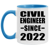 Civil Engineer Since 2022 - 11oz Accent Mug Blue