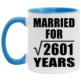 51st Anniversary Married For Square Root of 2601 Years - 11oz Accent Mug Blue