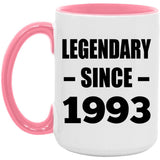 31st Birthday Legendary Since 1993 - 15oz Accent Mug Pink